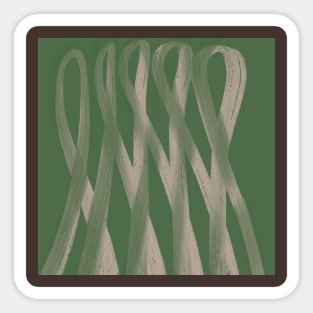 "Contours of Unity" - Grey Green Pink Beige Ribbon Swirl Abstract Modern Art Sticker